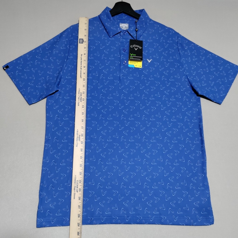 NEW Callaway Golf Polo Shirt Mens Medium All Over Chevron Print Galaxy Blue $70 - Picture 11 of 15